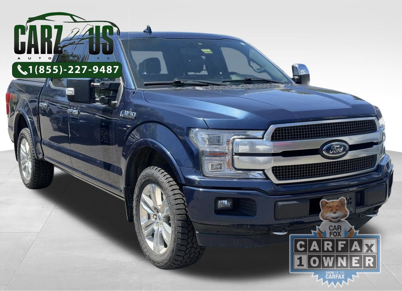 Blue 2020 Ford F-150 Platinum SuperCrew 4WD Pickup Truck Four-Wheel Drive Automatic