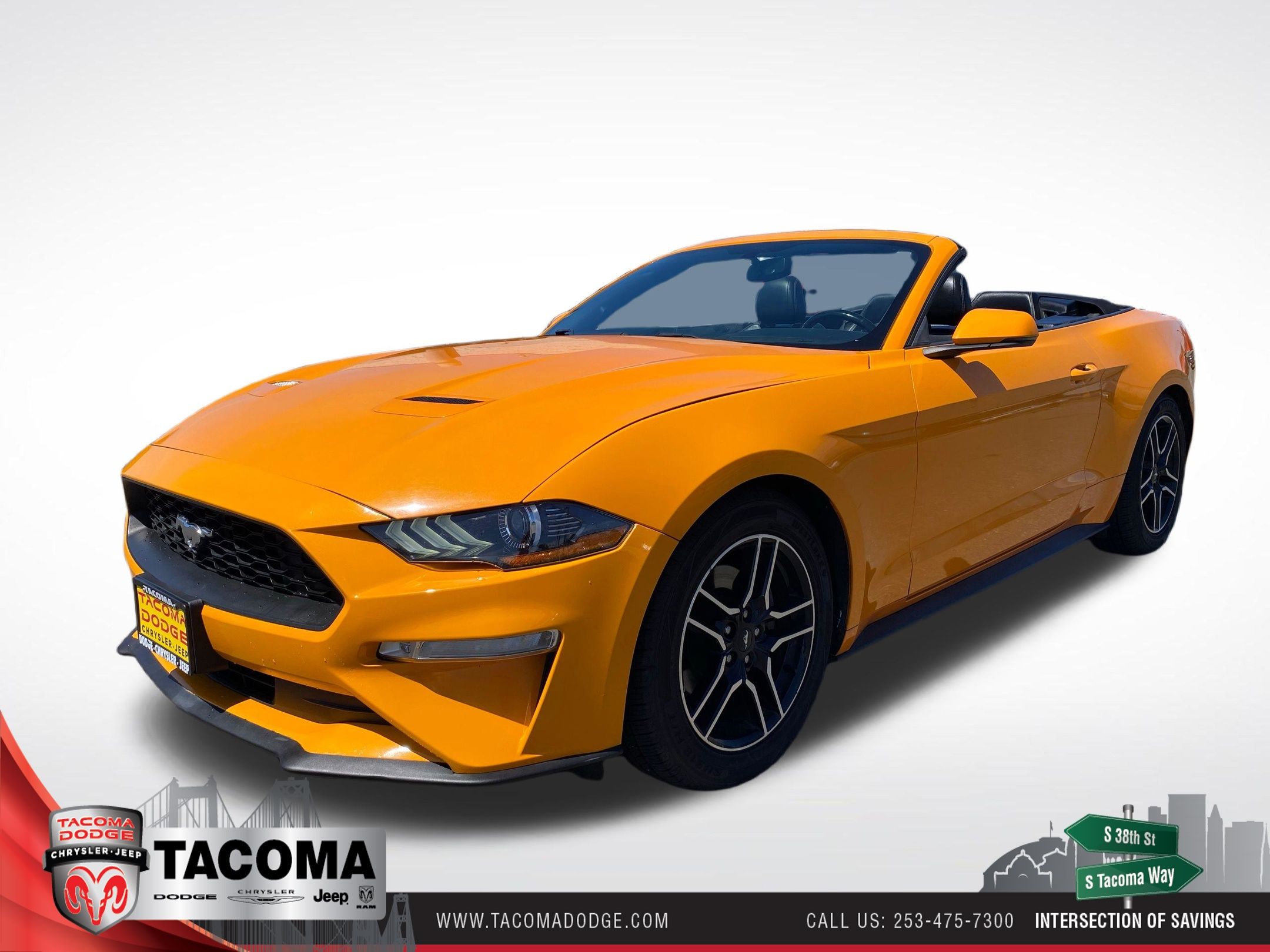Orange 2018 Ford Mustang Convertible Rear-Wheel Drive Automatic