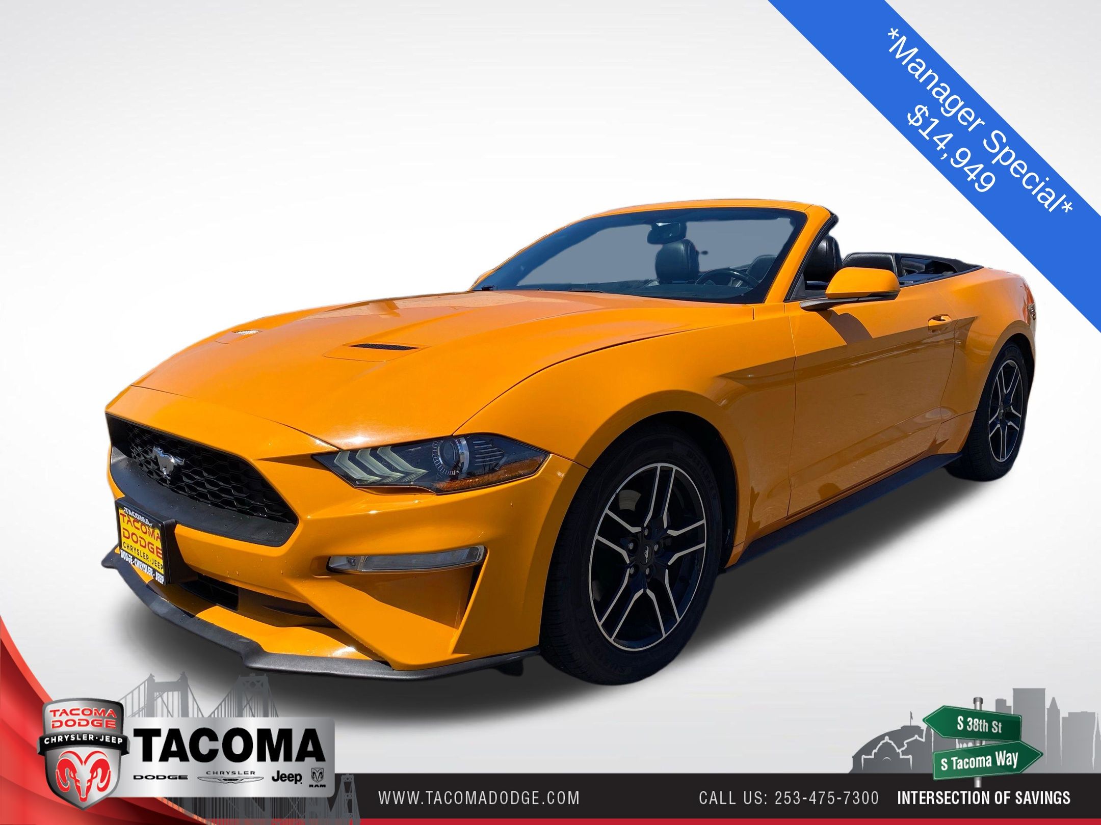 Orange 2018 Ford Mustang Convertible Rear-Wheel Drive Automatic