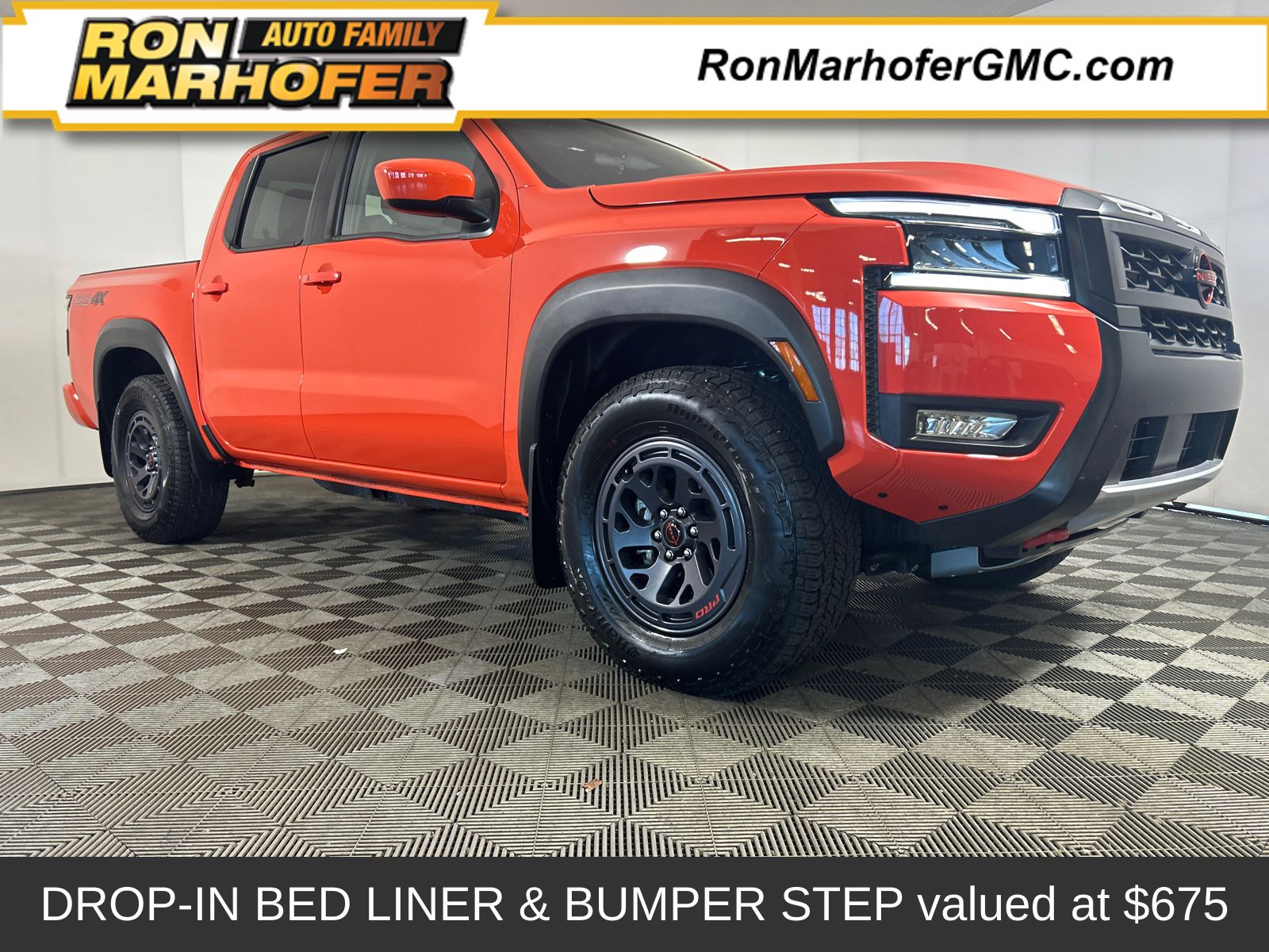 Afterburn Orange 2025 Nissan Frontier Pickup Truck Four-Wheel Drive 9-Speed Automatic Overdrive