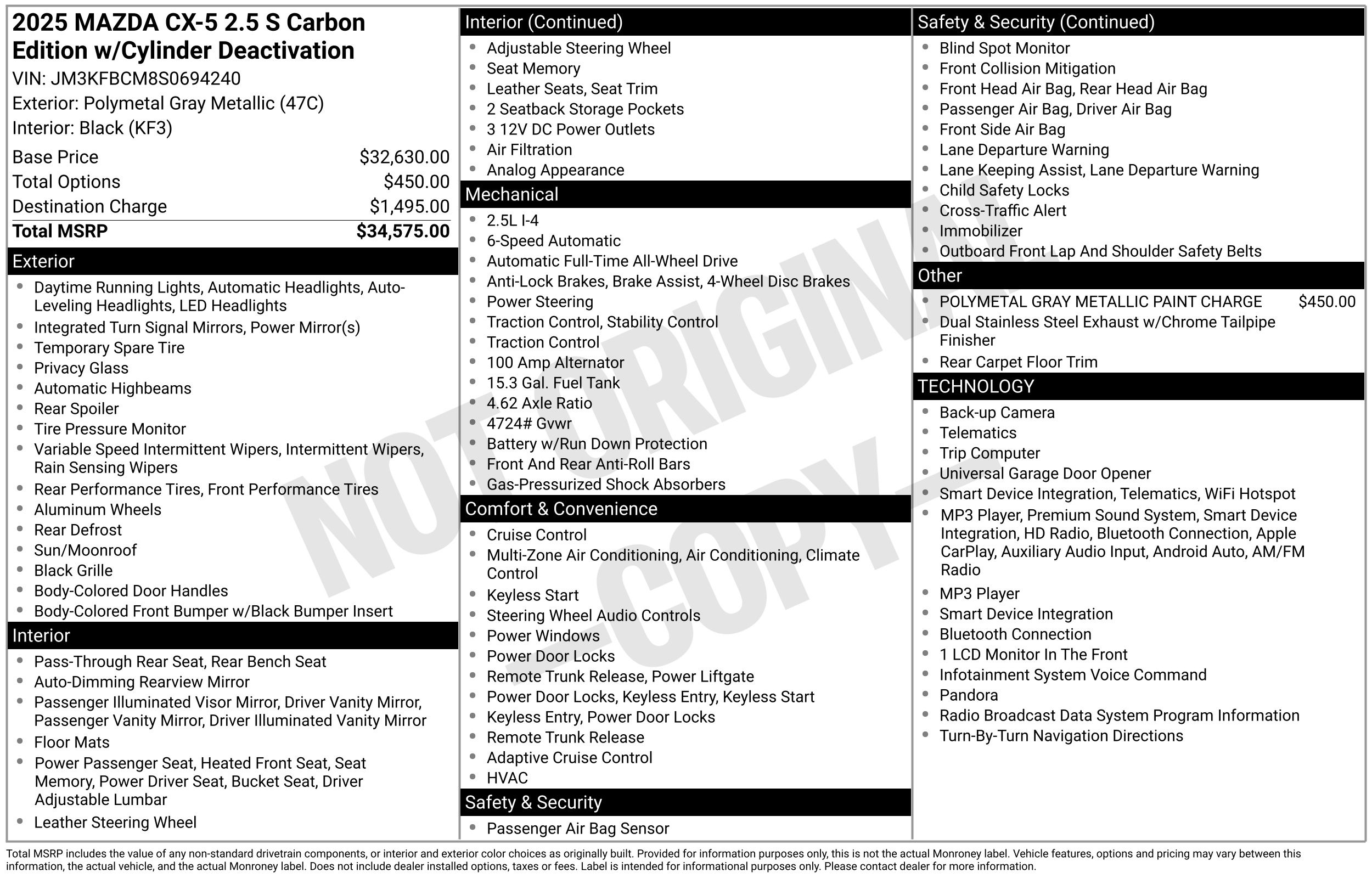 2025 Polymetal Gray Metallic Mazda CX-5 2.5 S Carbon Edition AWD SUV