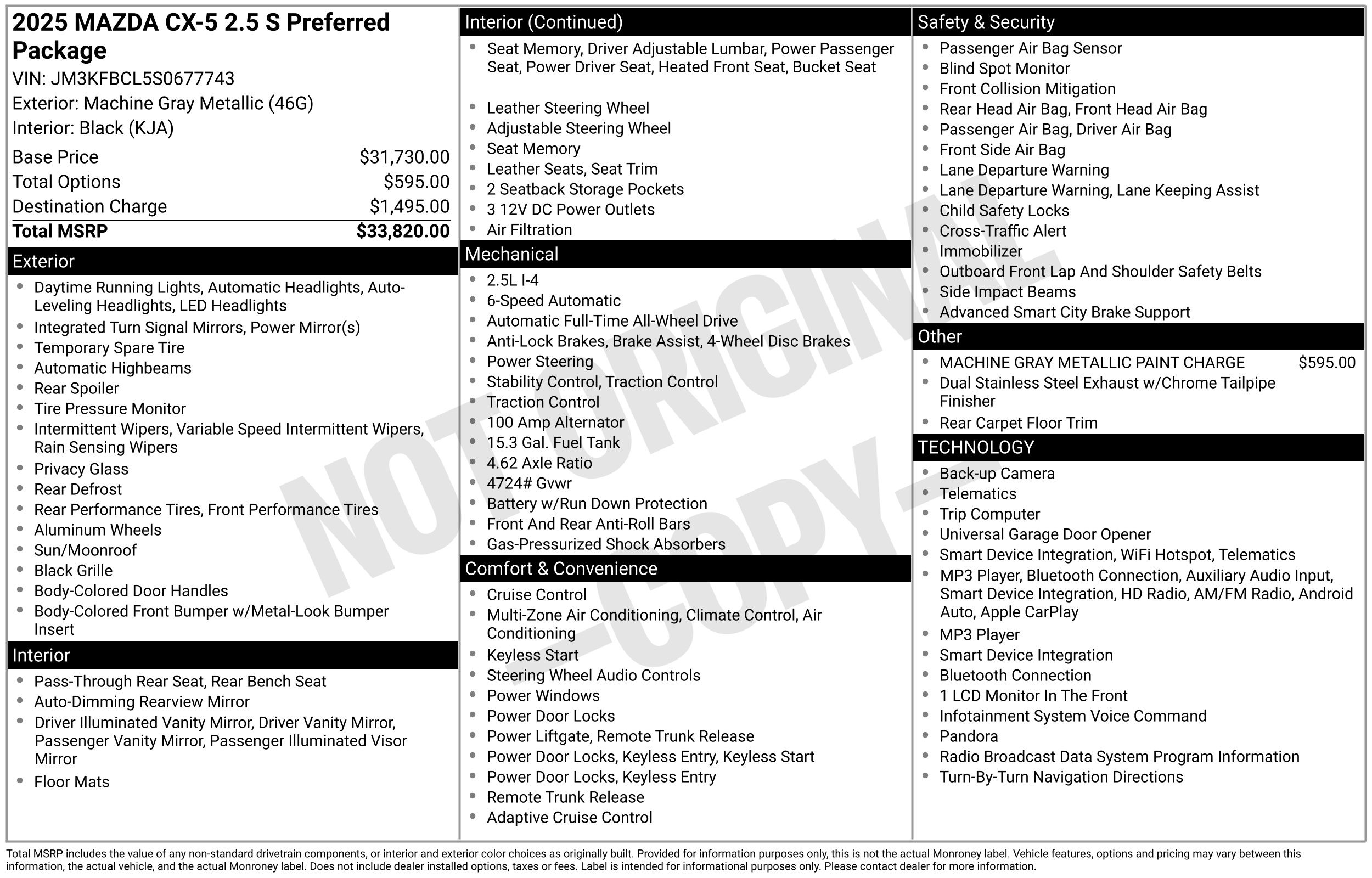2025 Machine Gray Metallic Mazda CX-5 2.5 S Preferred Package AWD SUV
