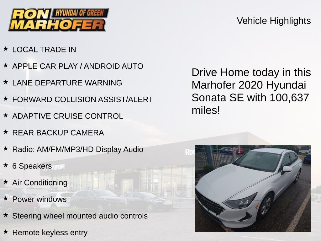 2020 Quartz White Hyundai Sonata SE FWD Sedan