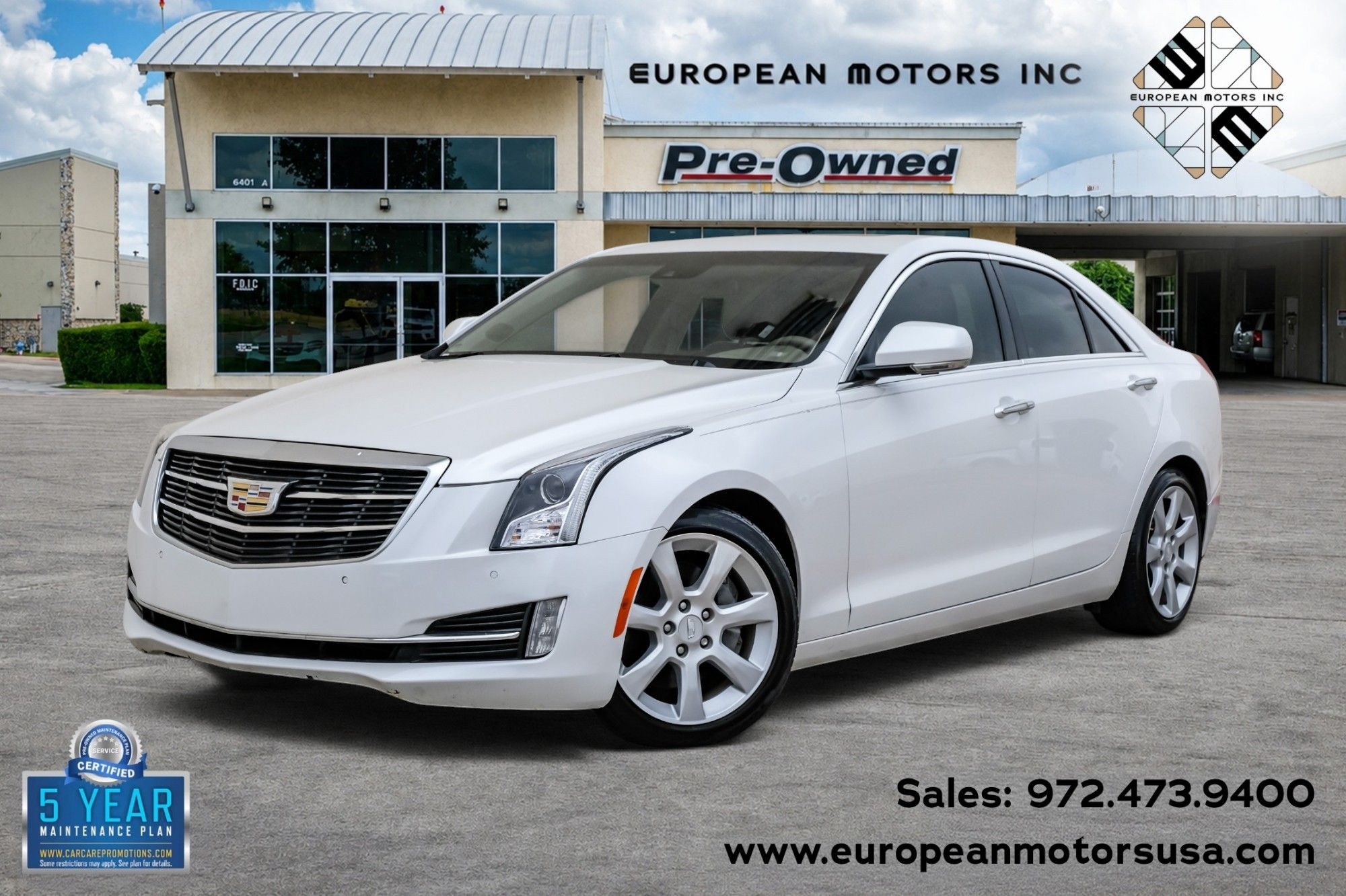 Crystal White Tricoat 2015 Cadillac ATS Sedan Rear-Wheel Drive 6-Speed Automatic