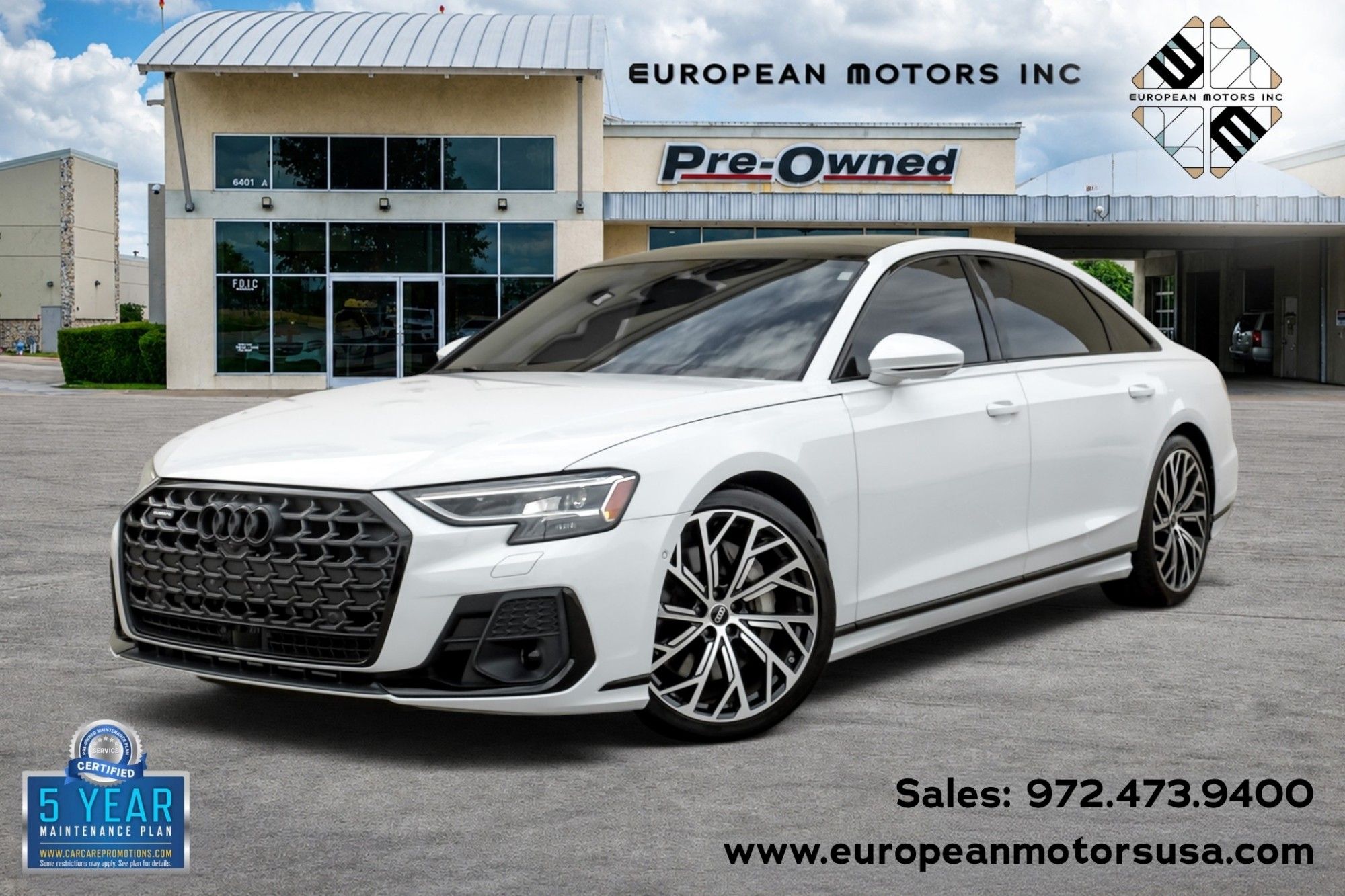 Glacier White Metallic 2022 Audi A8 Sedan All-Wheel Drive 8-Speed Automatic