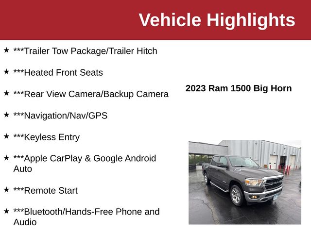 2023 Granite Crystal Metallic Clearcoat Ram 1500 Big Horn 4X4 Truck