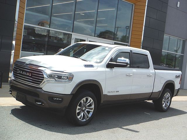 Ivory White Tri-Coat Pearlcoat 2021 RAM 1500 Limited Longhorn Crew Cab 4WD Pickup Truck Four-Wheel Drive 8-Speed Automatic