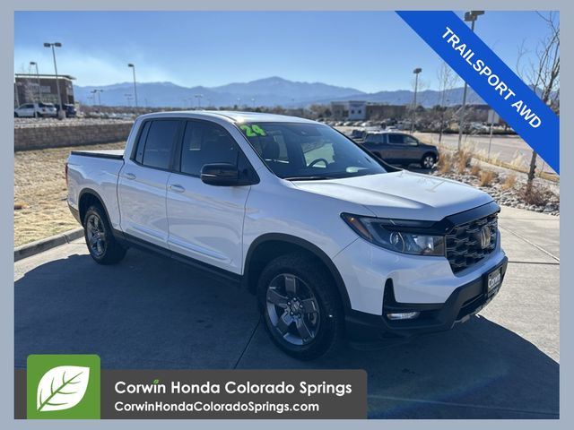 Platinum White Pearl 2024 Honda Ridgeline TrailSport AWD Pickup Truck All-Wheel Drive 9-Speed Automatic