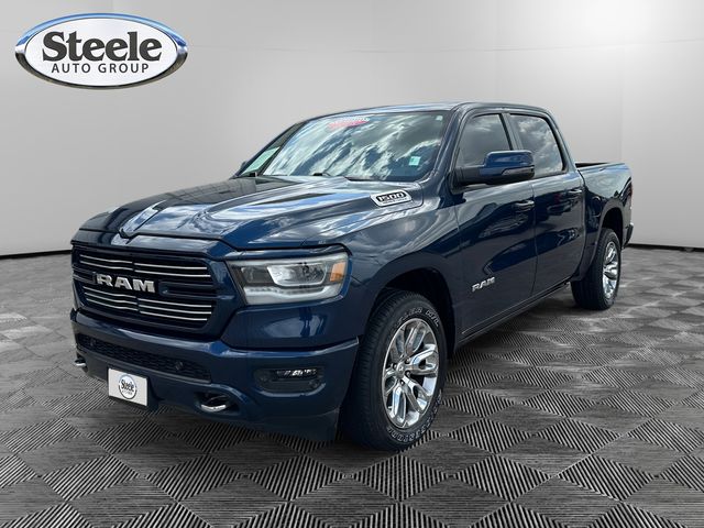Patriot Blue Pearlcoat 2023 RAM 1500 Laramie Crew Cab 4WD Pickup Truck Four-Wheel Drive 8-Speed Automatic