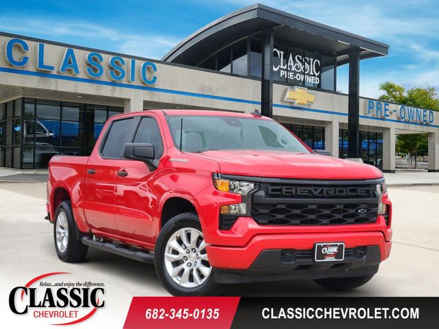 Red Hot 2023 Chevrolet Silverado 1500 Custom Crew Cab 4WD Pickup Truck Four-Wheel Drive 8-Speed Automatic
