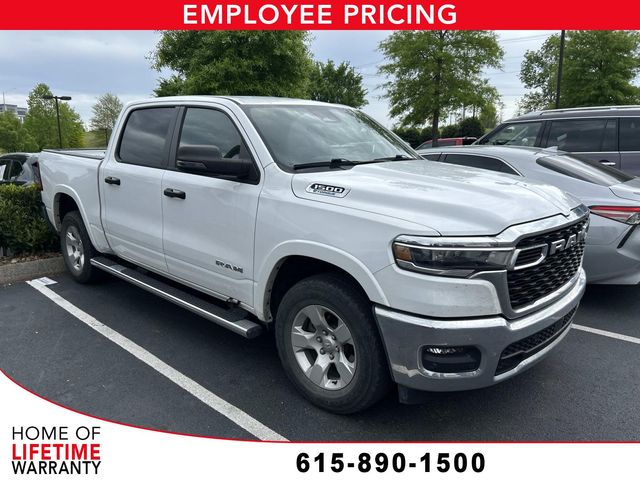 Bright White Clearcoat 2025 RAM 1500 Big Horn Crew Cab 4WD Pickup Truck Four-Wheel Drive 8-Speed Automatic