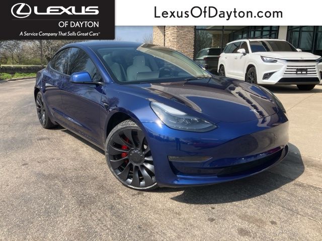 Deep Blue Metallic 2023 Tesla Model 3 Performance AWD Sedan All-Wheel Drive 1-Speed Automatic