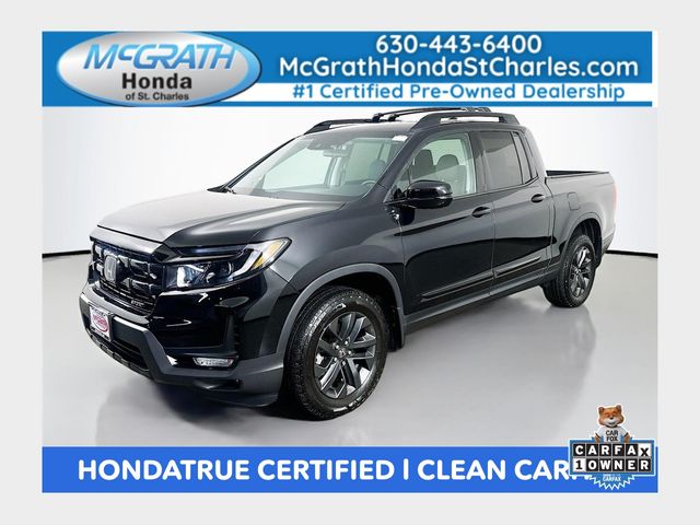 Crystal Black Pearl 2025 Honda Ridgeline Pickup Truck All-Wheel Drive 9-Speed Automatic