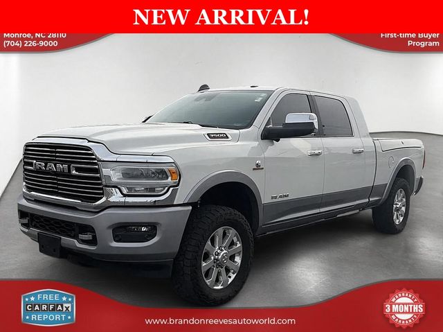 Pearl White 2020 RAM 3500 Laramie Mega Cab 4WD Pickup Truck Four-Wheel Drive 6-Speed Automatic