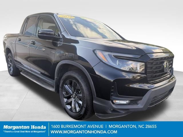Crystal Black Pearl 2021 Honda Ridgeline Pickup Truck All-Wheel Drive 9-Speed Automatic