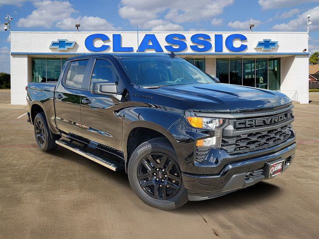 Black 2024 Chevrolet Silverado 1500 Custom Crew Cab RWD Pickup Truck 4X2 8-Speed Automatic