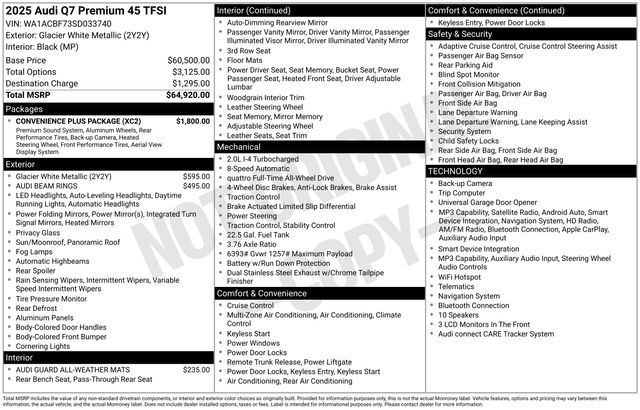 2025 Audi Q7 quattro Premium 45 TFSI