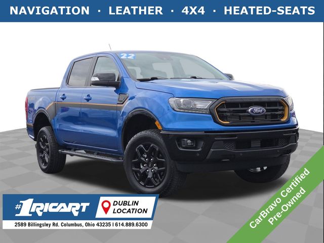 Blue Metallic 2022 Ford Ranger Lariat SuperCrew 4WD Pickup Truck Four-Wheel Drive Automatic
