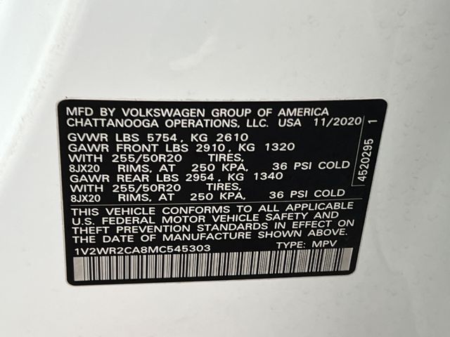 2021 Volkswagen Atlas 3.6L V6 SE w/Technology 56