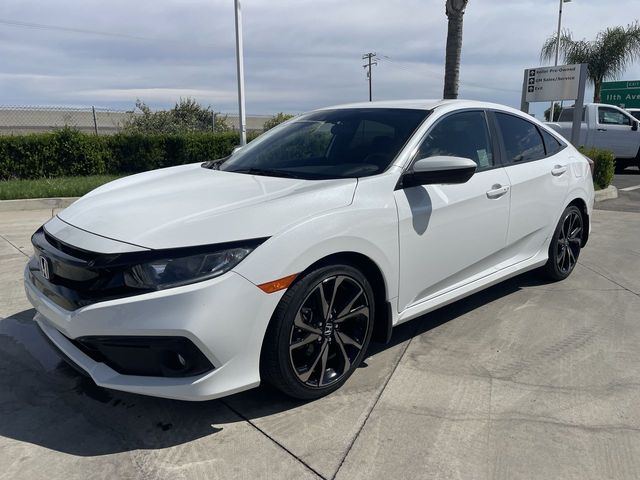 White 2021 Honda Civic Sport FWD Sedan Front-Wheel Drive Continuously Variable Transmission