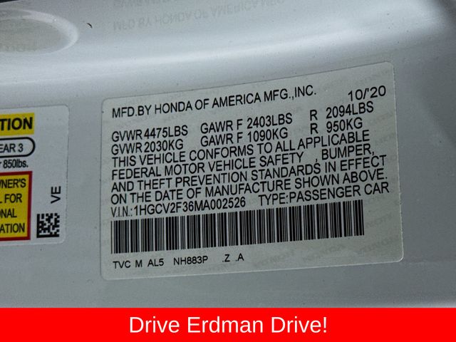 Used 2021 Honda Accord Sedan