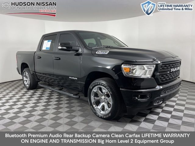 Diamond Black Crystal Pearlcoat 2022 RAM 1500 Big Horn Crew Cab 4WD Pickup Truck Four-Wheel Drive 8-Speed Automatic