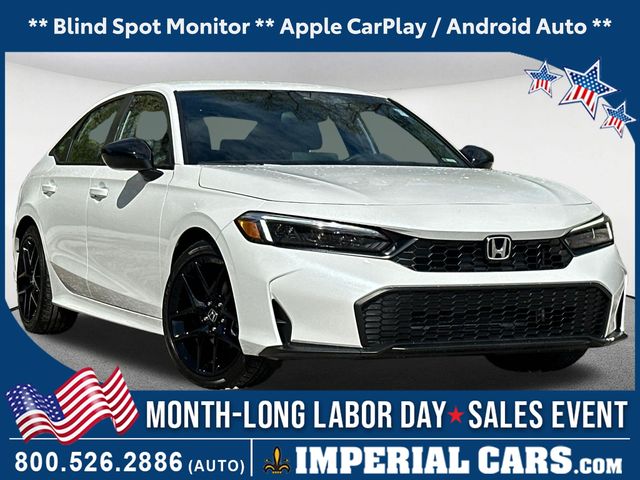 Platinum White Pearl 2026 Honda Civic Sedan Front-Wheel Drive Continuously Variable Transmission