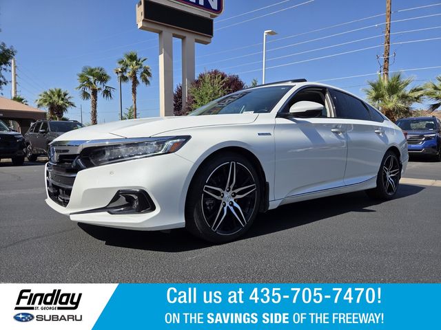 Platinum White Pearl 2021 Honda Accord Hybrid Touring FWD Sedan Front-Wheel Drive Continuously Variable Transmission