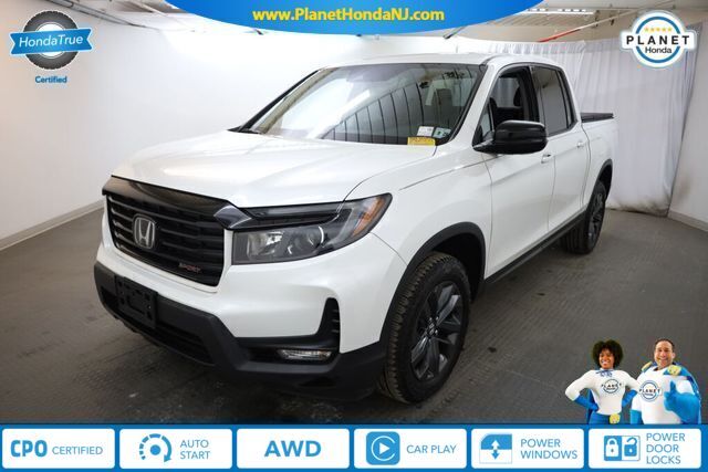 Platinum White Pearl 2023 Honda Ridgeline Sport AWD Pickup Truck All-Wheel Drive 9-Speed Automatic