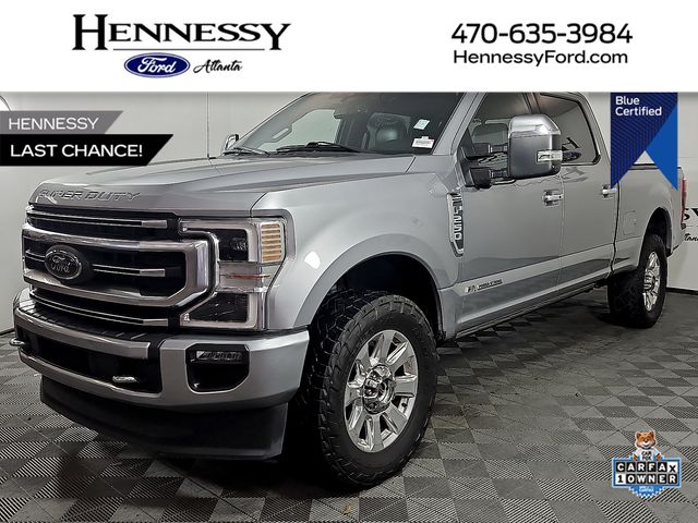 Silver Metallic 2021 Ford F-250 Super Duty Platinum Crew Cab 4WD Pickup Truck Four-Wheel Drive Automatic