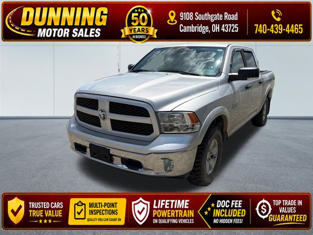 Bright Silver Metallic Clearcoat 2016 RAM 1500 Outdoorsman Crew Cab 4WD Pickup Truck Four-Wheel Drive 8-Speed Automatic