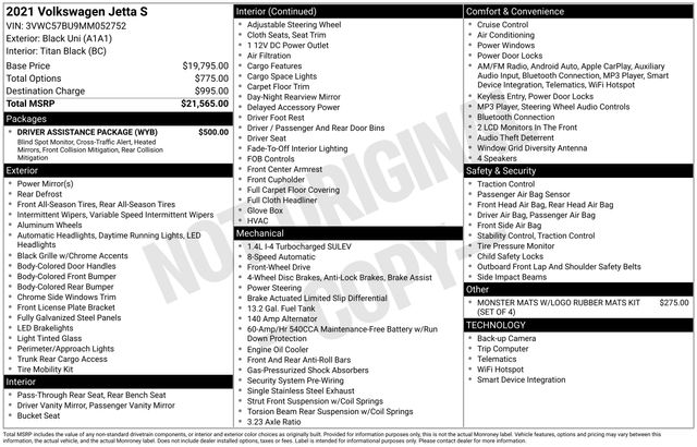 2021 Volkswagen Jetta S FWD
