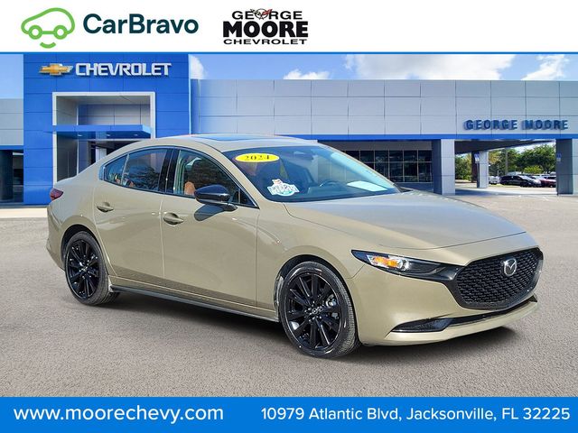 Sand Metallic 2024 Mazda MAZDA3 2.5 Carbon Turbo AWD Sedan All-Wheel Drive 6-Speed Automatic