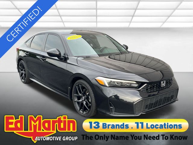Black 2025 Honda Civic Hybrid Sedan Front-Wheel Drive Continuously Variable Transmission