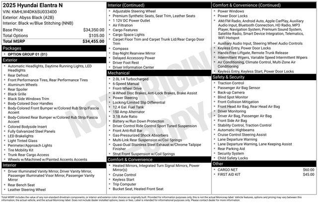 New 2025 Hyundai Elantra N For Sale in Indianapolis, IN