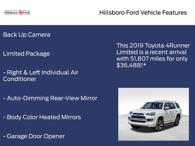 2019 Blizzard Pearl Toyota 4Runner Limited 4X4 SUV