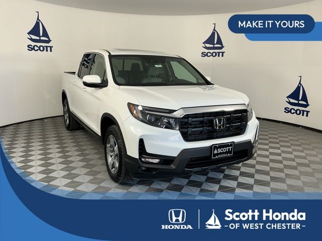 Platinum White Pearl 2025 Honda Ridgeline RTL AWD Pickup Truck All-Wheel Drive 9-Speed Automatic