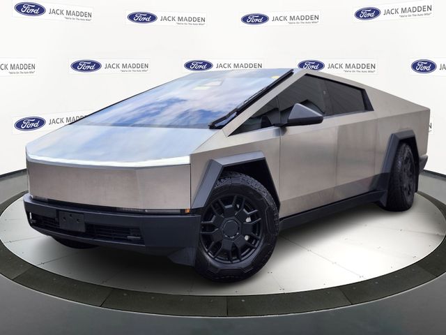 Gray (Stainless Steel) 2024 Tesla Cybertruck Crew Cab AWD Pickup Truck All-Wheel Drive 1-Speed Automatic