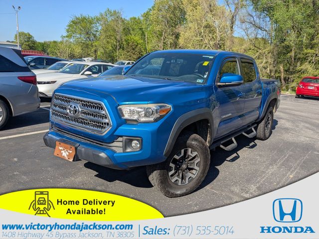 Blazing Blue Pearl 2016 Toyota Tacoma Double Cab V6 TRD Off Road 4WD Pickup Truck Four-Wheel Drive 6-Speed Automatic