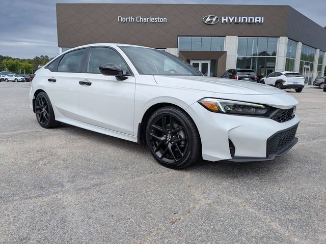 Platinum White Pearl 2025 Honda Civic Sport FWD Sedan Front-Wheel Drive Continuously Variable Transmission