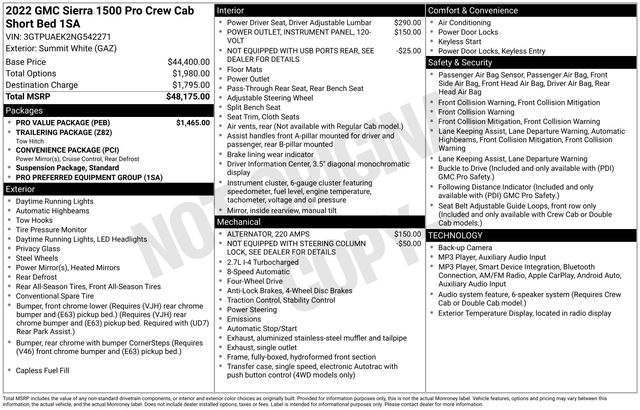 Summit White 2022 GMC Sierra 1500 Pickup Truck Four-Wheel Drive 8-Speed Automatic