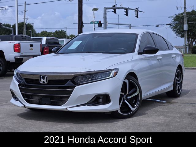 White 2021 Honda Accord Sport FWD Sedan Front-Wheel Drive Continuously Variable Transmission