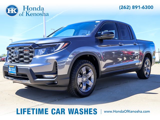 Gray (Modern Steel Metallic) 2024 Honda Ridgeline TrailSport AWD Pickup Truck All-Wheel Drive 9-Speed Automatic