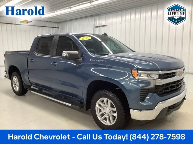 Lakeshore Blue Metallic 2024 Chevrolet Silverado 1500 LT Crew Cab 4WD Pickup Truck Four-Wheel Drive 8-Speed Automatic