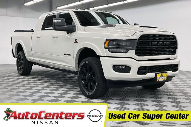 Pearl White 2024 RAM 2500 Limited Mega Cab 4WD Pickup Truck Four-Wheel Drive 6-Speed Automatic