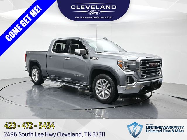 Gray (Satin Steel Metallic) 2021 GMC Sierra 1500 SLT Crew Cab 4WD Pickup Truck Four-Wheel Drive Automatic