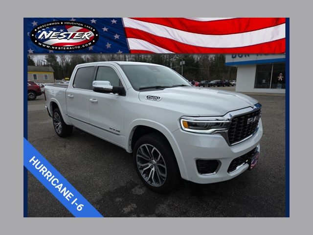 Ivory White Tri-Coat Pearlcoat 2025 RAM 1500 Tungsten Crew Cab 4WD Pickup Truck Four-Wheel Drive 8-Speed Automatic