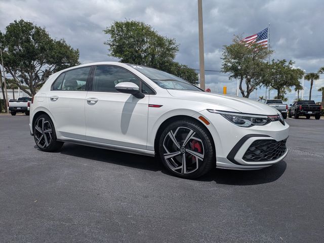 Opal White Pearl 2024 Volkswagen Golf GTI Hatchback Front-Wheel Drive 7-Speed Dual Clutch