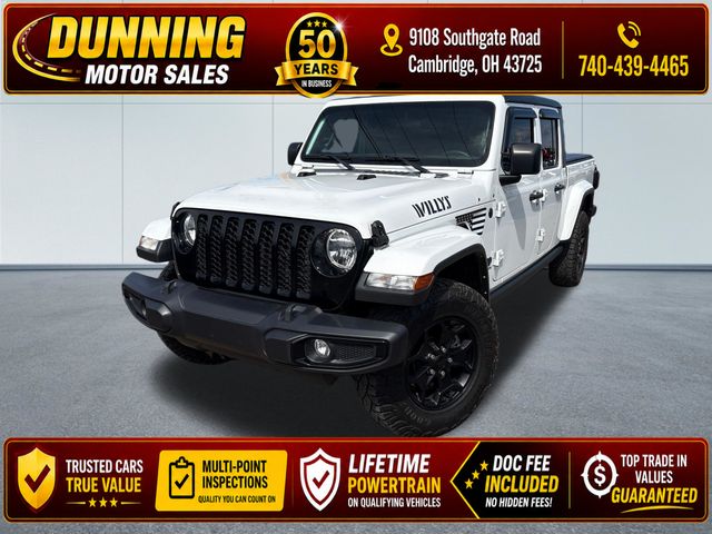 Bright White Clearcoat 2022 Jeep Gladiator Willys Crew Cab 4WD Pickup Truck Four-Wheel Drive 8-Speed Automatic