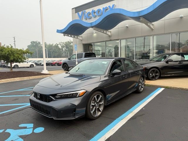 Meteorite Gray Metallic 2025 Honda Civic Hybrid Sedan Front-Wheel Drive Continuously Variable Transmission